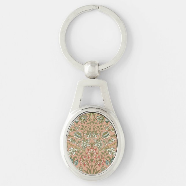 William Morris Hyacinth Flower Rose Art Key Ring (Front)