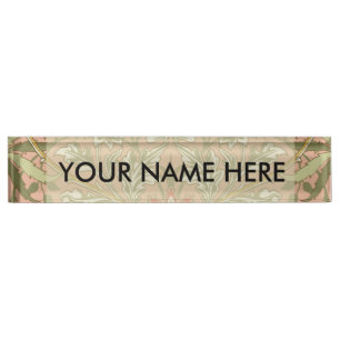 William Morris Hyacinth Flower Rose Art Nameplate