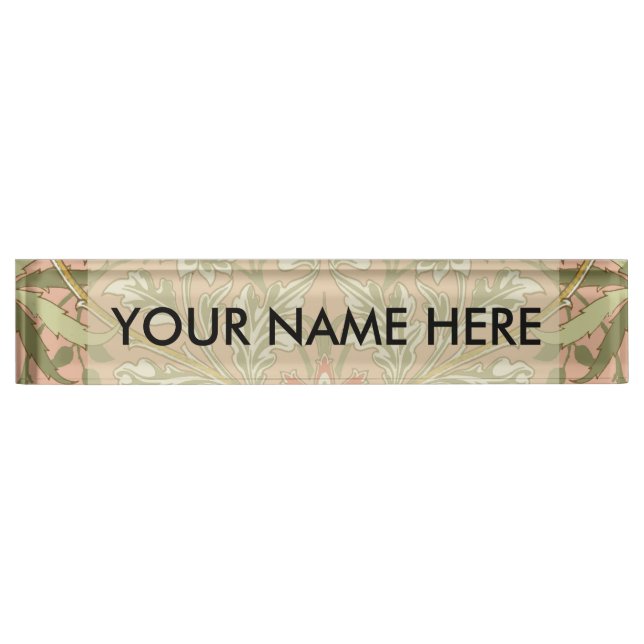 William Morris Hyacinth Flower Rose Art Nameplate (Front)