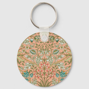 William Morris Hyacinth Flower Rose Art Pattern Key Ring
