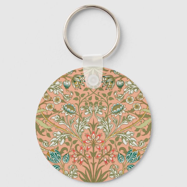 William Morris Hyacinth Flower Rose Art Pattern Key Ring (Front)
