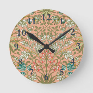 William Morris Hyacinth Flower Rose Art Round Clock
