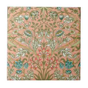 William Morris Hyacinth Pattern Dusty Rose Ceramic Tile