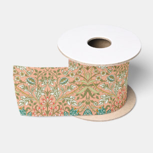William Morris Hyacinth Pattern Dusty Rose Satin Ribbon