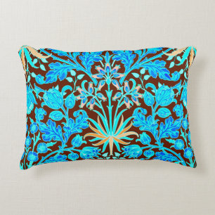 William Morris Hyacinth Print, Aqua and Brown Decorative Cushion