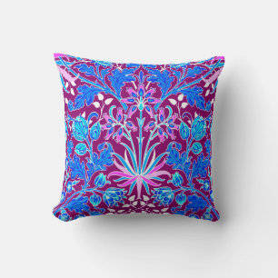 William Morris Hyacinth Print, Aqua and Purple Cushion