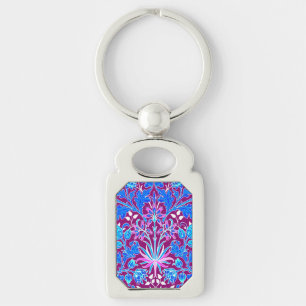 William Morris Hyacinth Print, Aqua and Purple Key Ring