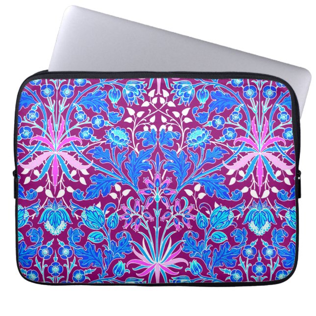 William Morris Hyacinth Print, Aqua and Purple Laptop Sleeve (Front)