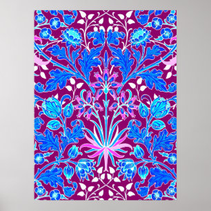 William Morris Hyacinth Print, Aqua and Purple Poster