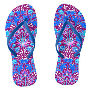 William Morris Hyacinth Print, Aqua and Purple Thongs