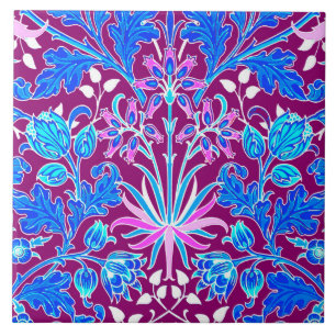 William Morris Hyacinth Print, Aqua and Purple Tile