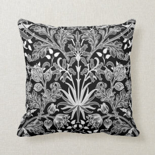 William Morris Hyacinth Print, Black and White Cushion