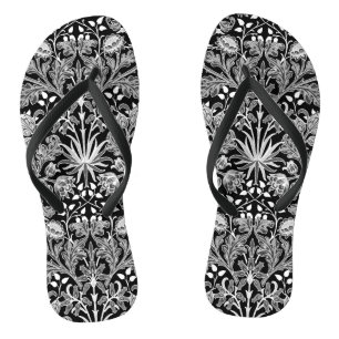 William Morris Hyacinth Print, Black and White Thongs