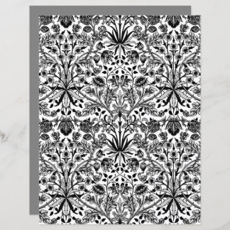 William Morris Hyacinth Print, Black, White & Grey