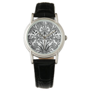 William Morris Hyacinth Print, Black, White & Grey Watch