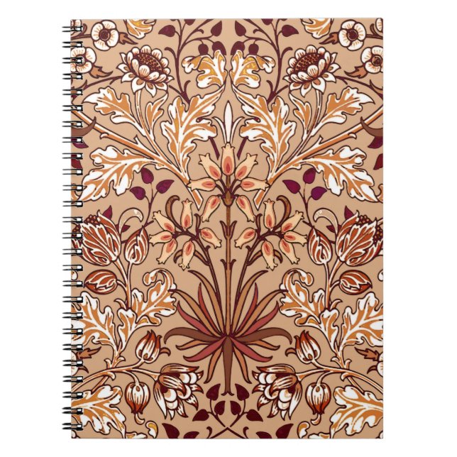 William Morris Hyacinth Print, Brown and Beige Notebook (Front)