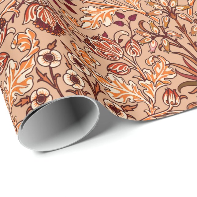 William Morris Hyacinth Print, Brown and Beige Wrapping Paper (Roll Corner)