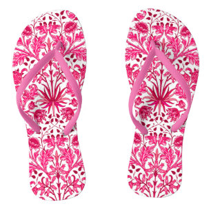 William Morris Hyacinth Print, Burgundy and Pink Thongs