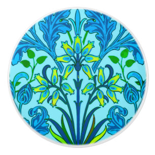 William Morris Hyacinth Print, Cerulean Blue Ceramic Knob