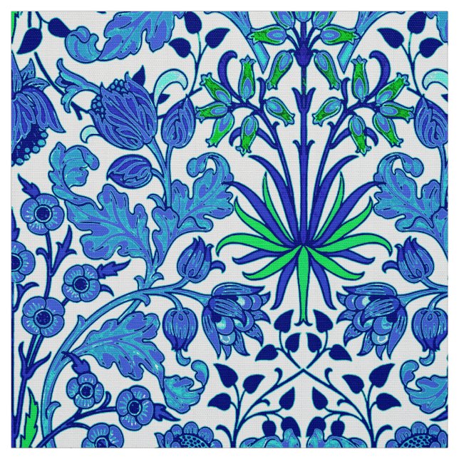 William Morris Hyacinth Print, Cerulean Blue Fabric (Swatch)