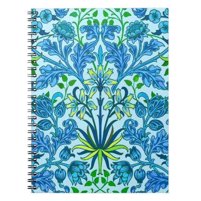 William Morris Hyacinth Print, Cerulean Blue Notebook (Front)