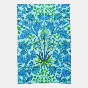 William Morris Hyacinth Print, Cerulean Blue Tea Towel