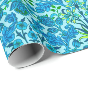 William Morris Hyacinth Print, Cerulean Blue Wrapping Paper
