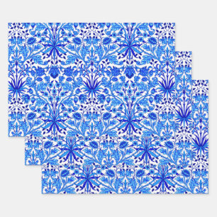 William Morris Hyacinth Print, Cobalt Blue & Whit  Wrapping Paper Sheet