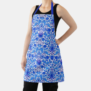 William Morris Hyacinth Print, Cobalt Blue & White Apron