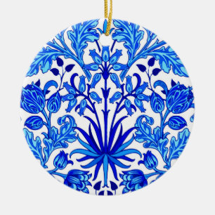 William Morris Hyacinth Print, Cobalt Blue & White Ceramic Ornament