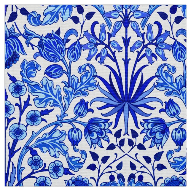 William Morris Hyacinth Print, Cobalt Blue & White Fabric (Swatch)