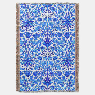 William Morris Hyacinth Print, Cobalt Blue & White Throw Blanket