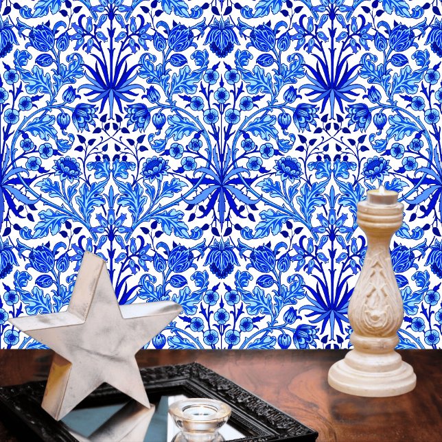 William Morris Hyacinth Print Cobalt Blue & White  Wallpaper (Creator Uploaded)