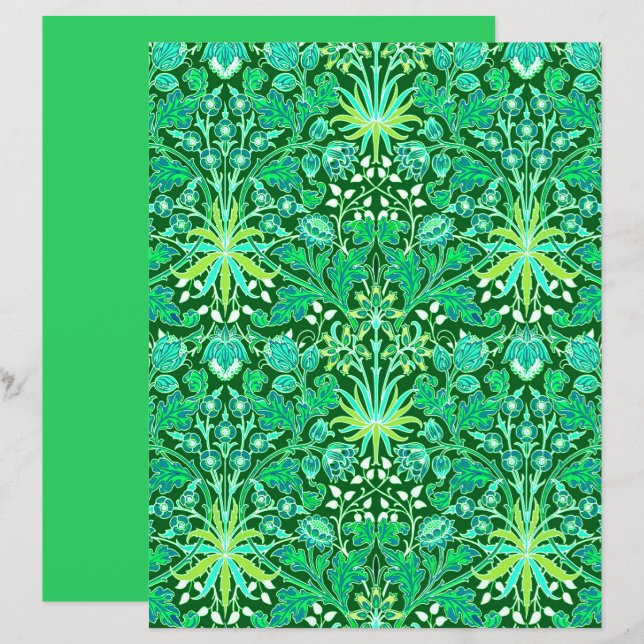 William Morris Hyacinth Print, Emerald Green  (Front/Back)