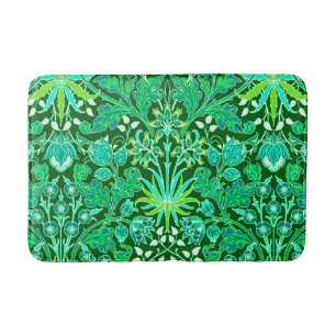William Morris Hyacinth Print, Emerald Green Bath Mat