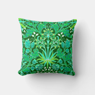 William Morris Hyacinth Print, Emerald Green Cushion