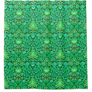 William Morris Hyacinth Print, Emerald Green Shower Curtain