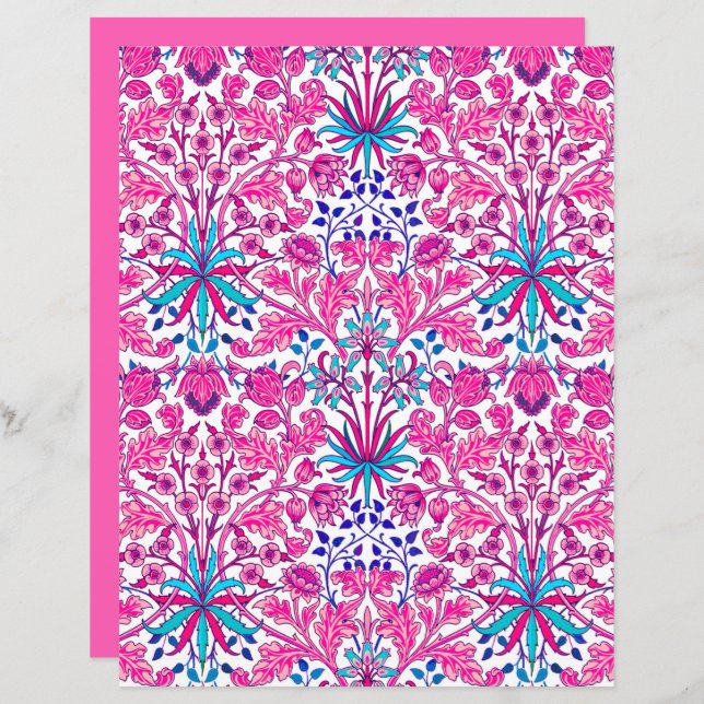 William Morris Hyacinth Print, Fuchsia Pink  (Front/Back)