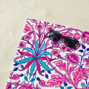 William Morris Hyacinth Print, Fuchsia Pink Beach Towel