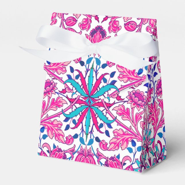 William Morris Hyacinth Print, Fuchsia Pink Favour Box (Front Side)