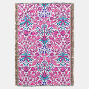 William Morris Hyacinth Print, Fuchsia Pink Throw Blanket
