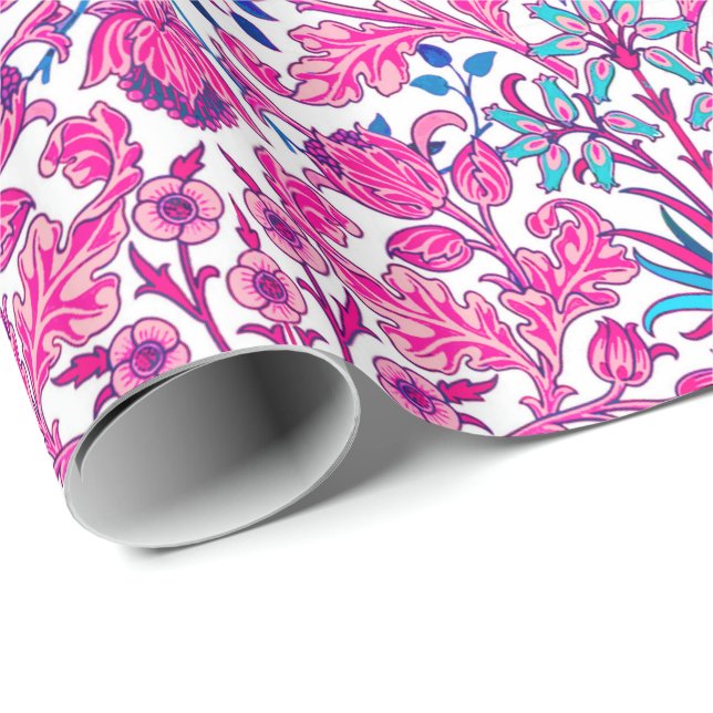 William Morris Hyacinth Print, Fuchsia Pink Wrapping Paper (Roll Corner)