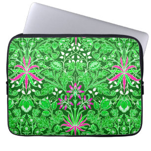 William Morris Hyacinth Print Lime & Emerald Green Laptop Sleeve
