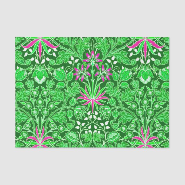 William Morris Hyacinth Print Lime & Emerald Green Tissue Paper (Front)