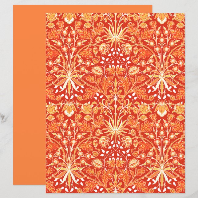 William Morris Hyacinth Print, Mandarin Orange (Front/Back)