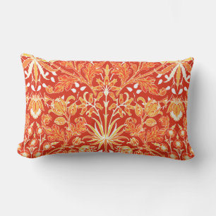 William Morris Hyacinth Print, Mandarin Orange  Lumbar Cushion