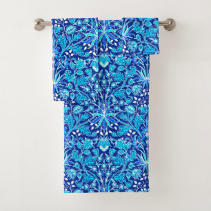 William Morris Hyacinth Print, Navy & Cobalt Blue Bath Towel Set