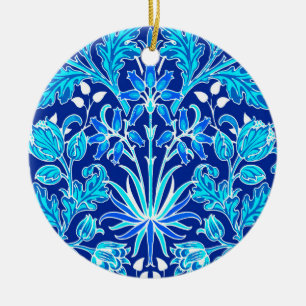 William Morris Hyacinth Print, Navy & Cobalt Blue Ceramic Ornament