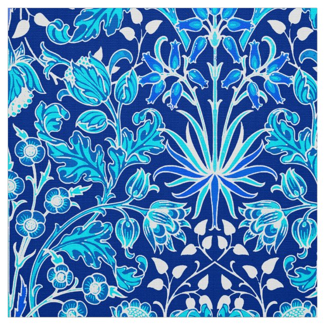 William Morris Hyacinth Print, Navy & Cobalt Blue Fabric (Swatch)