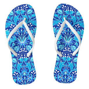 William Morris Hyacinth Print, Navy & Cobalt Blue Thongs